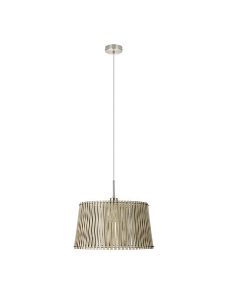 Lámpara de techo colgante redonda madera con dosel metal SENDERO, Ø450mm E27 (no incl.)