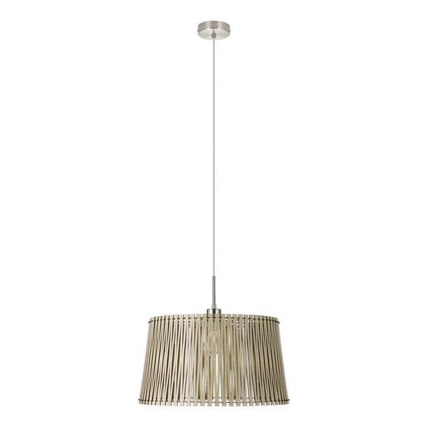 Lámpara de techo colgante redonda madera con dosel metal SENDERO, Ø450mm E27 (no incl.)