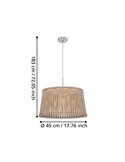 Lámpara de techo colgante redonda madera con dosel metal SENDERO, Ø450mm E27 (no incl.)
