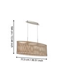 Lámpara de techo colgante ovalada madera con dosel metal SENDERO, 775x250mm, 2xE27 (no incl.)