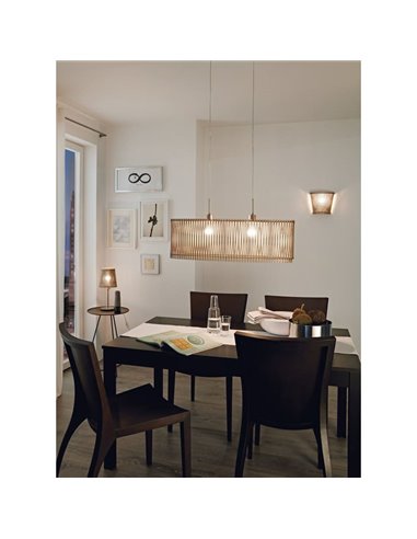 Lámpara de techo colgante ovalada madera con dosel metal SENDERO, 775x250mm, 2xE27 (no incl.)