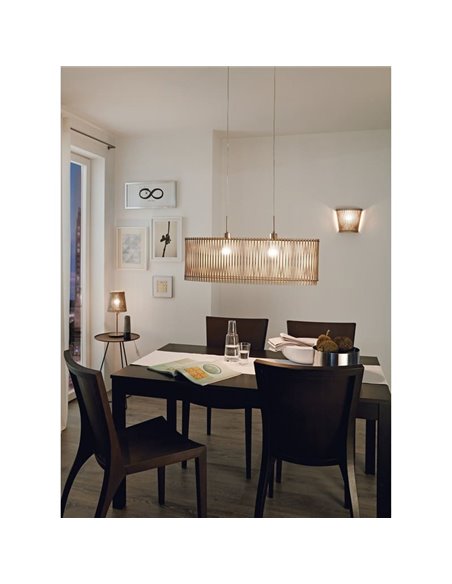 Lámpara de techo colgante ovalada madera con dosel metal SENDERO, 775x250mm, 2xE27 (no incl.)