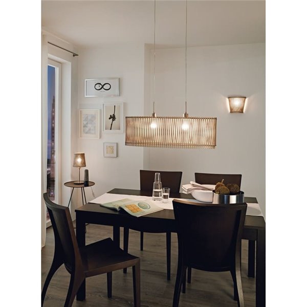 Lámpara de techo colgante ovalada madera con dosel metal SENDERO, 775x250mm, 2xE27 (no incl.)