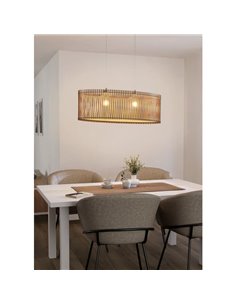 Lámpara de techo colgante ovalada madera con dosel metal SENDERO, 775x250mm, 2xE27 (no incl.) 2