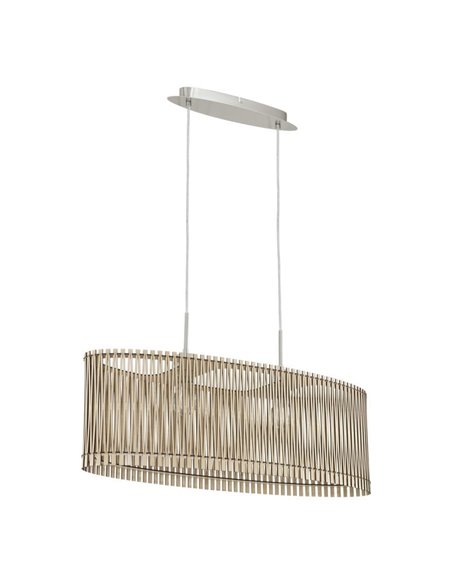 Lámpara de techo colgante ovalada madera con dosel metal SENDERO, 775x250mm, 2xE27 (no incl.)