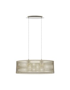 Lámpara de techo colgante ovalada madera con dosel metal SENDERO, 775x250mm, 2xE27 (no incl.)