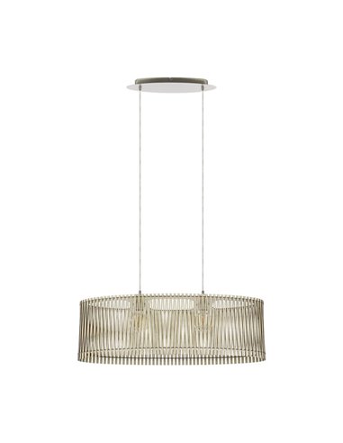 Lámpara de techo colgante ovalada madera con dosel metal SENDERO, 775x250mm, 2xE27 (no incl.)