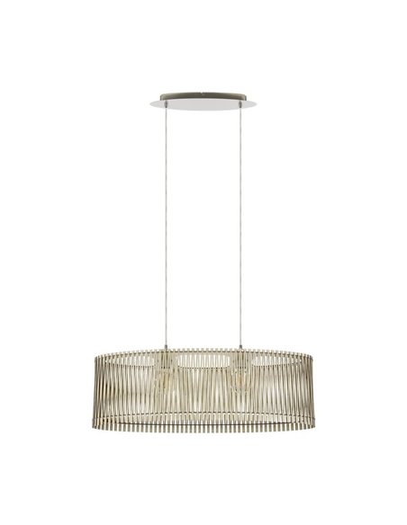 Lámpara de techo colgante ovalada madera con dosel metal SENDERO, 775x250mm, 2xE27 (no incl.)