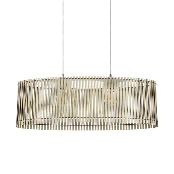 Lámpara de techo colgante ovalada madera con dosel metal SENDERO, 775x250mm, 2xE27 (no incl.)