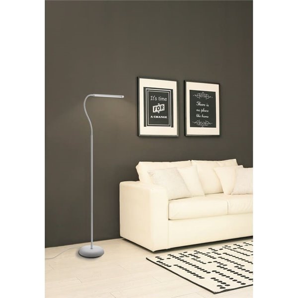 Lámpara de pie LED con cabezal móvil blanca minimalista LAROA, "touch me", 4,2W 600Lm, regulable intensidad, 4000K