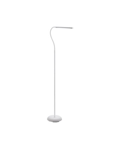 Lámpara de pie LED con cabezal móvil blanca minimalista LAROA, "touch me", 4,2W 600Lm, regulable intensidad, 4000K