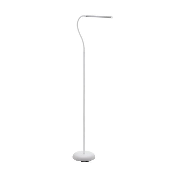 Lámpara de pie LED con cabezal móvil blanca minimalista LAROA, "touch me", 4,2W 600Lm, regulable intensidad, 4000K