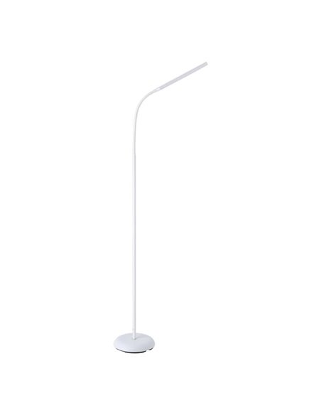 Lámpara de pie LED con cabezal móvil blanca minimalista LAROA, "touch me", 4,2W 600Lm, regulable intensidad, 4000K