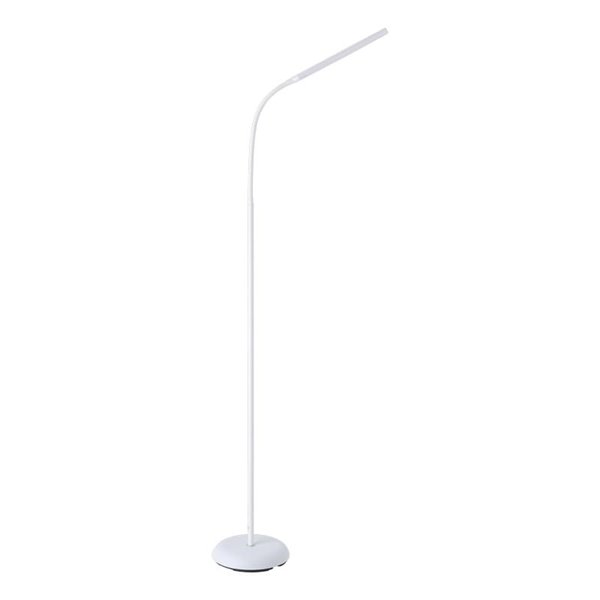 Lámpara de pie LED con cabezal móvil blanca minimalista LAROA, "touch me", 4,2W 600Lm, regulable intensidad, 4000K