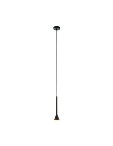 Luminária pendente LED alongada CORTADERAS em metal preto/dourado, GU10 (inclusa), 3000K, 4,8W, regulável