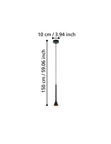 Lámpara LED colgante alargada metal negro/dorado CORTADERAS, GU10 (incluida), 3000K, 4,8W, dimmable