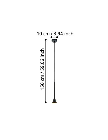 Lámpara LED colgante alargada metal negro/dorado CORTADERAS, GU10 (incluida), 3000K, 4,8W, dimmable