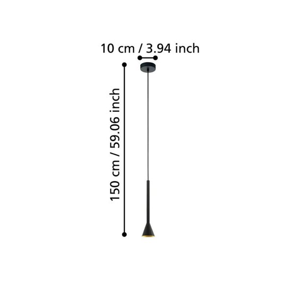 Lámpara LED colgante alargada metal negro/dorado CORTADERAS, GU10 (incluida), 3000K, 4,8W, dimmable