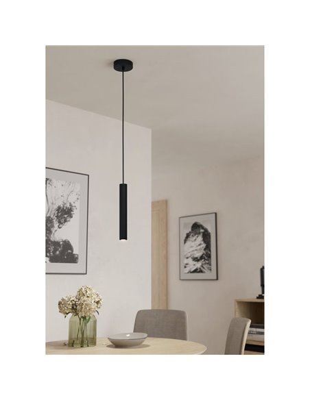 Lámpara de techo colgante metal negro, CORTENOVA, Ø105mm con portalámparas E27 (no incl)