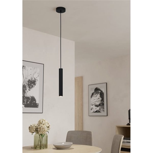 Lámpara de techo colgante metal negro, CORTENOVA, Ø105mm con portalámparas E27 (no incl)