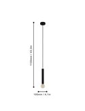 Lámpara de techo colgante metal negro, CORTENOVA, Ø105mm con portalámparas E27 (no incl)