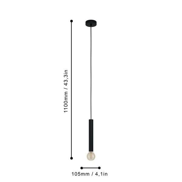 Lámpara de techo colgante metal negro, CORTENOVA, Ø105mm con portalámparas E27 (no incl)