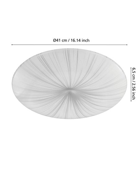 Plafonnier ou applique LED rond blanc/noir NIEVES, avec lumière il brille comme un ciel étoilé