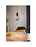 Lampe à suspension de style scandinave en acier et verre fumé GOROSIBA, E27 (non incl.)
