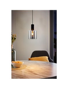 Luminária pendente estilo escandinavo em aço e vidro fumê GOROSIBA, E27 (não incl.) 2