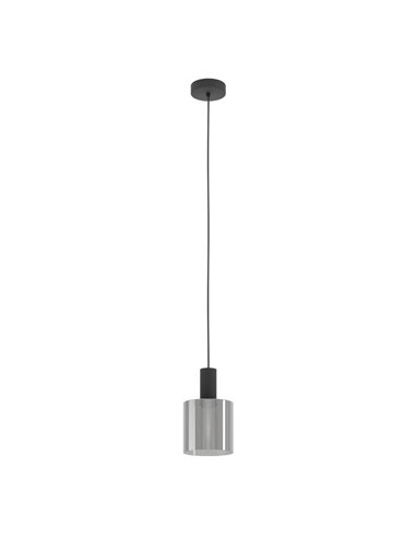 Lámpara colgante estilo escandinavo de acero y vidrio ahumado GOROSIBA, E27 (no incl.)