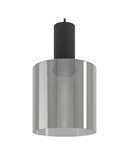 Lampe à suspension de style scandinave en acier et verre fumé GOROSIBA, E27 (non incl.)