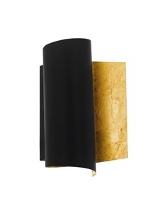 Aplique de pared de metal elegante FALICETTO, en negro e interior laminado oro E27 (no incl.), IP20