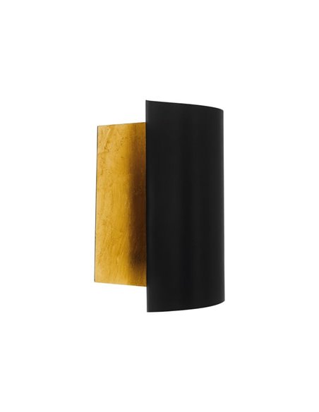 Aplique de pared de metal elegante FALICETTO, en negro e interior laminado oro E27 (no incl.), IP20