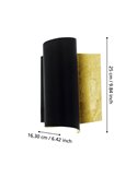 Aplique de pared de metal elegante FALICETTO, en negro e interior laminado oro E27 (no incl.), IP20
