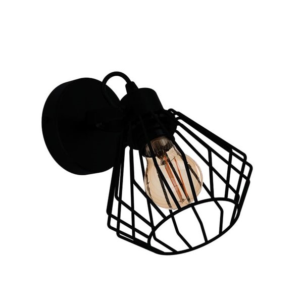 Foco de pared con cabezal orientable TABILLANO, de metal negro en forma de diamante, E27 (no incl.)