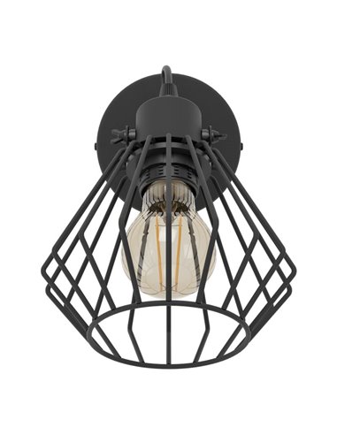Foco de pared con cabezal orientable TABILLANO, de metal negro en forma de diamante, E27 (no incl.)