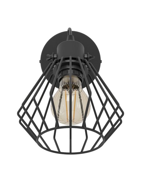 Foco de pared con cabezal orientable TABILLANO, de metal negro en forma de diamante, E27 (no incl.)