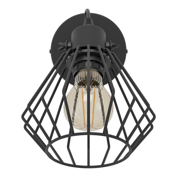 Projetor de parede TABILLANO com cabeça ajustável, feito de metal preto em forma de diamante, E27 (não incl.)