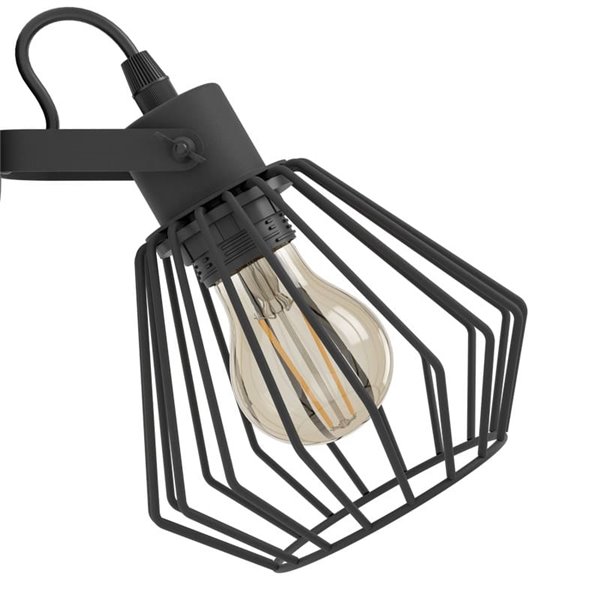 Projetor de parede TABILLANO com cabeça ajustável, feito de metal preto em forma de diamante, E27 (não incl.)