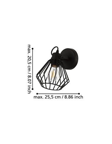 Foco de pared con cabezal orientable TABILLANO, de metal negro en forma de diamante, E27 (no incl.)