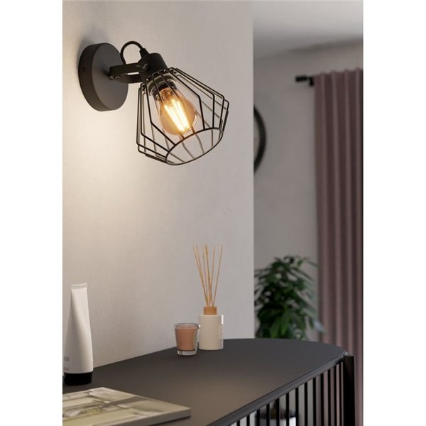 Foco de pared con cabezal orientable TABILLANO, de metal negro en forma de diamante, E27 (no incl.)