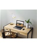Lámpara de mesa tipo flexo estilo nórdico VERADAL, blanco con base en madera, E27 (no incl.)