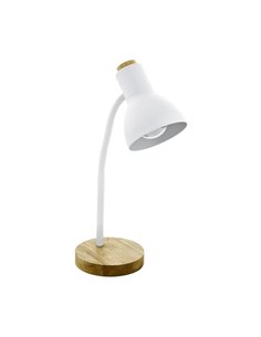 Lámpara de mesa tipo flexo estilo nórdico VERADAL, blanco con base en madera, E27 (no incl.)
