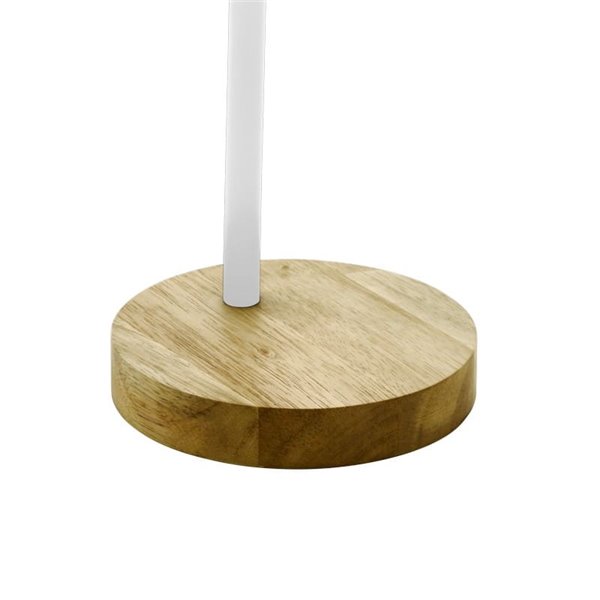 Lampe de table flexo VERADAL de style nordique, blanche avec base en bois, E27 (non incl.)
