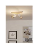 Regleta de 2 focos blancos con base de madera TOWNSHEND 3, E27 (no incl.)