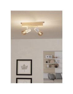 Regleta de 2 focos blancos con base de madera TOWNSHEND 3, E27 (no incl.) 2
