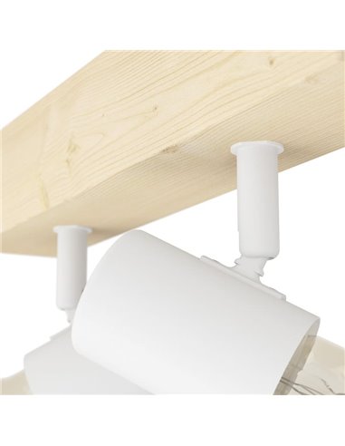 Regleta de 2 focos blancos con base de madera TOWNSHEND 3, E27 (no incl.)