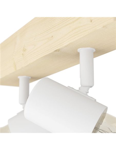 Regleta de 2 focos blancos con base de madera TOWNSHEND 3, E27 (no incl.)