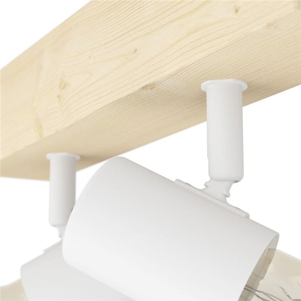 Regleta de 2 focos blancos con base de madera TOWNSHEND 3, E27 (no incl.)