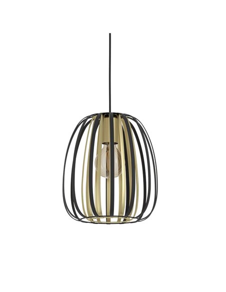 Luminária pendente de teto com cúpula redonda em latão e preto Ø255mm ENCINITOS, E27 (não incl.)